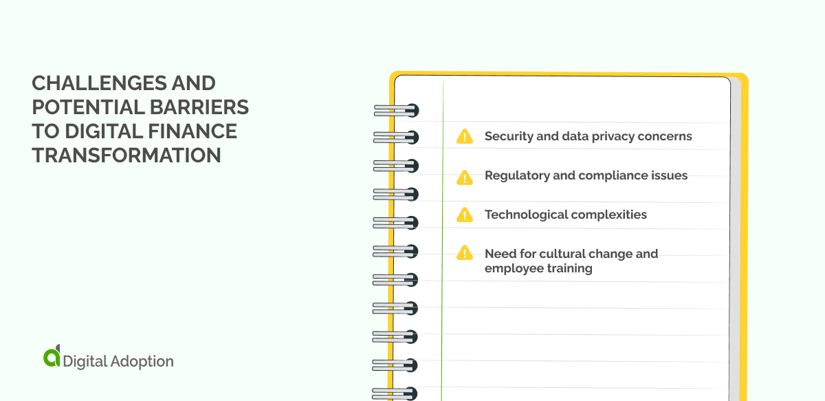 Challenges and potential barriers to digital finance transformation