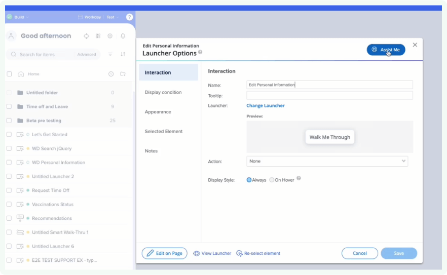 WalkMe Workflow Support